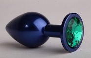 Анальная пробка металл синяя со стразом 4sexdream, зеленая