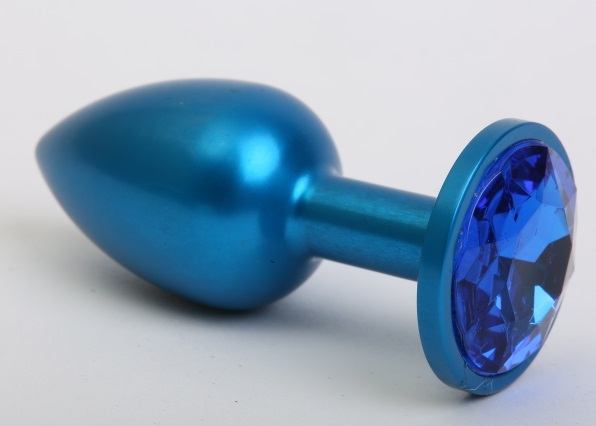 Анальная пробка из металла с синим оттенком, Luxurious Tail, синий