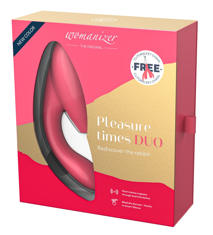 Клиторальный стимулятор Womanizer Duo с технологией Smart Silence, розовый