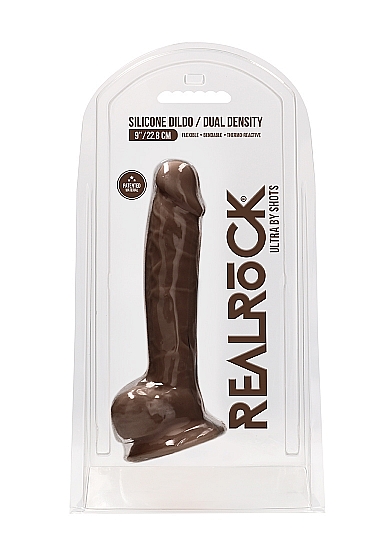 Фаллоимитатор Shots Media RealRock Silicone Dildo With Balls, 22,8 см, коричневый