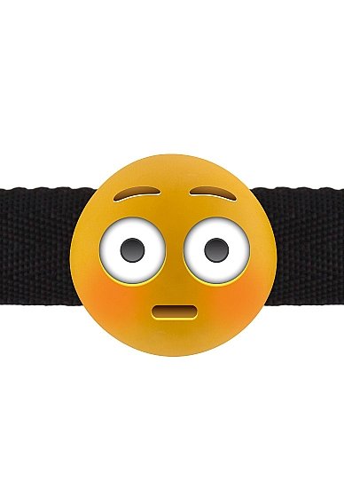Кляп Shock Emoji с черными лентами с регулировкой размера