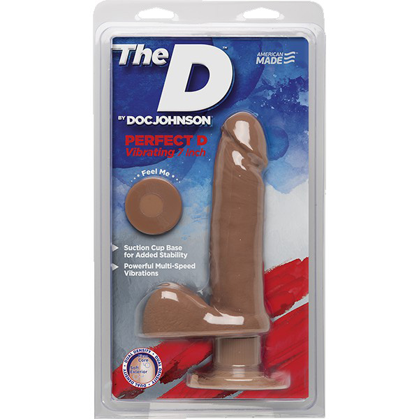 Вибромассажер-реалистик на присоске The D™ - Perfect D Vibrating 7, коричневый