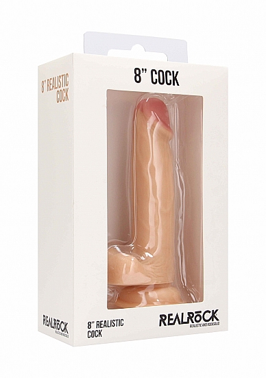 Фаллоимитатор Shots Media RealRock Realistic Cock With Scrotum, 8 Inch, телесный