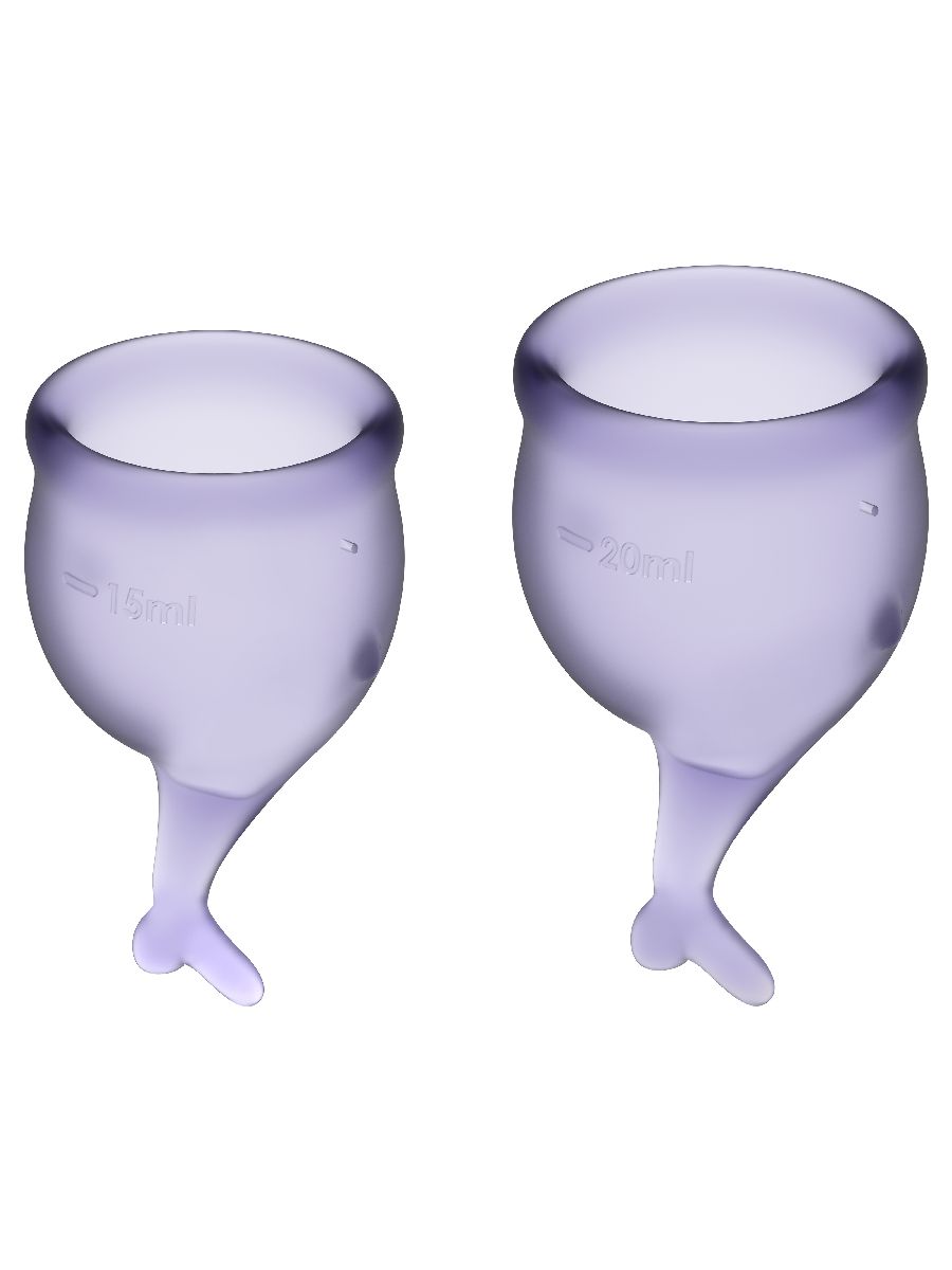 Набор из 2-х менструальных чаш Satisfyer Feel Secure с хвостиком, фиолетовый