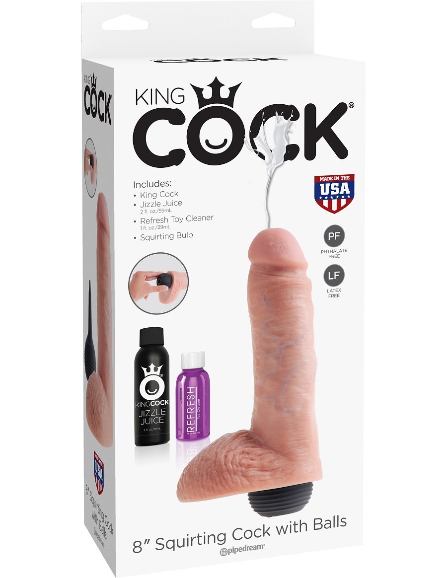 Фаллоимитатор с семяизвержением KING COCK 8' with balls, 18 см