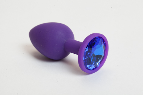 Фиолетовая анальная втулка с синим кристаллом, S