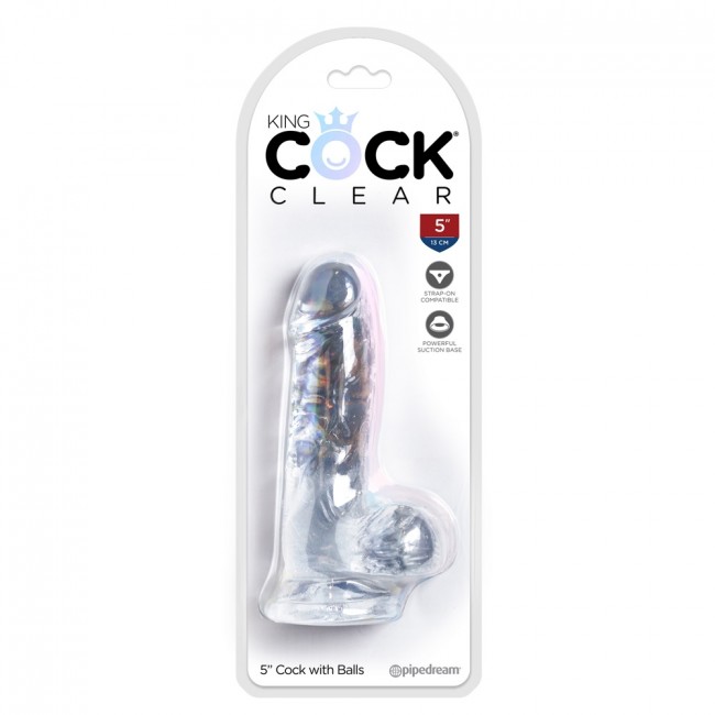 Фаллоимитатор с мошонкой на присоске King Cock Clear 10,8 см