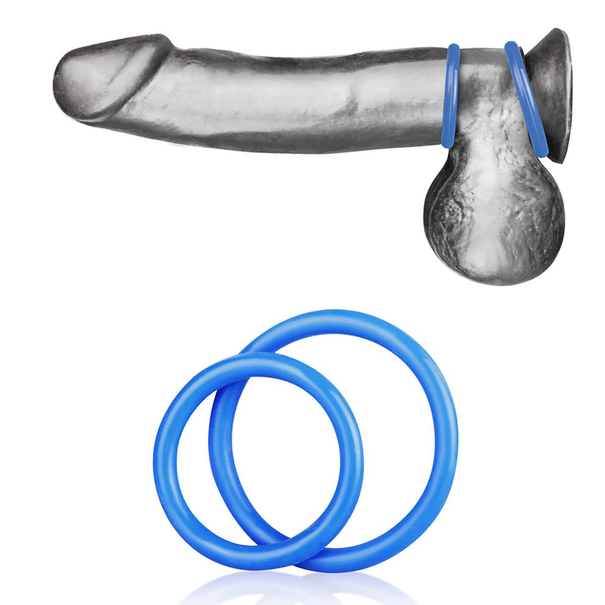 Набор из двух силиконовых колец разного диаметра Cock Ring Set, голубой