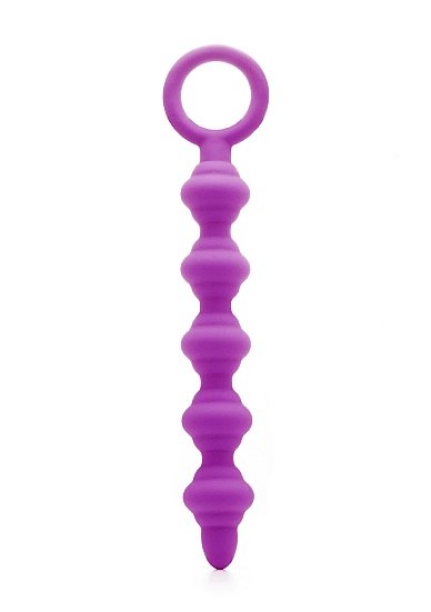 Гибкая анальная цепочка из 5 звеньев одного диаметра, фиолетовая