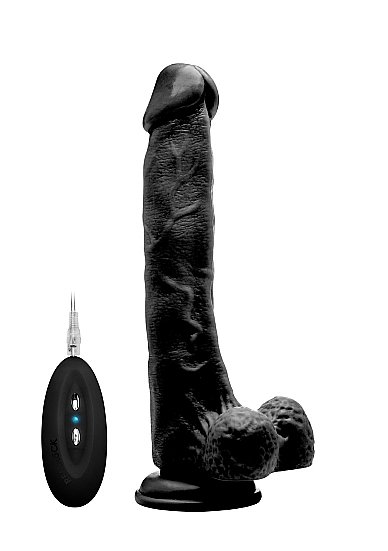 Реалистик вибратор с ярко выраженной головкой realistic cock 11, 20 см, черный, Shotsmedia, Нидерланды