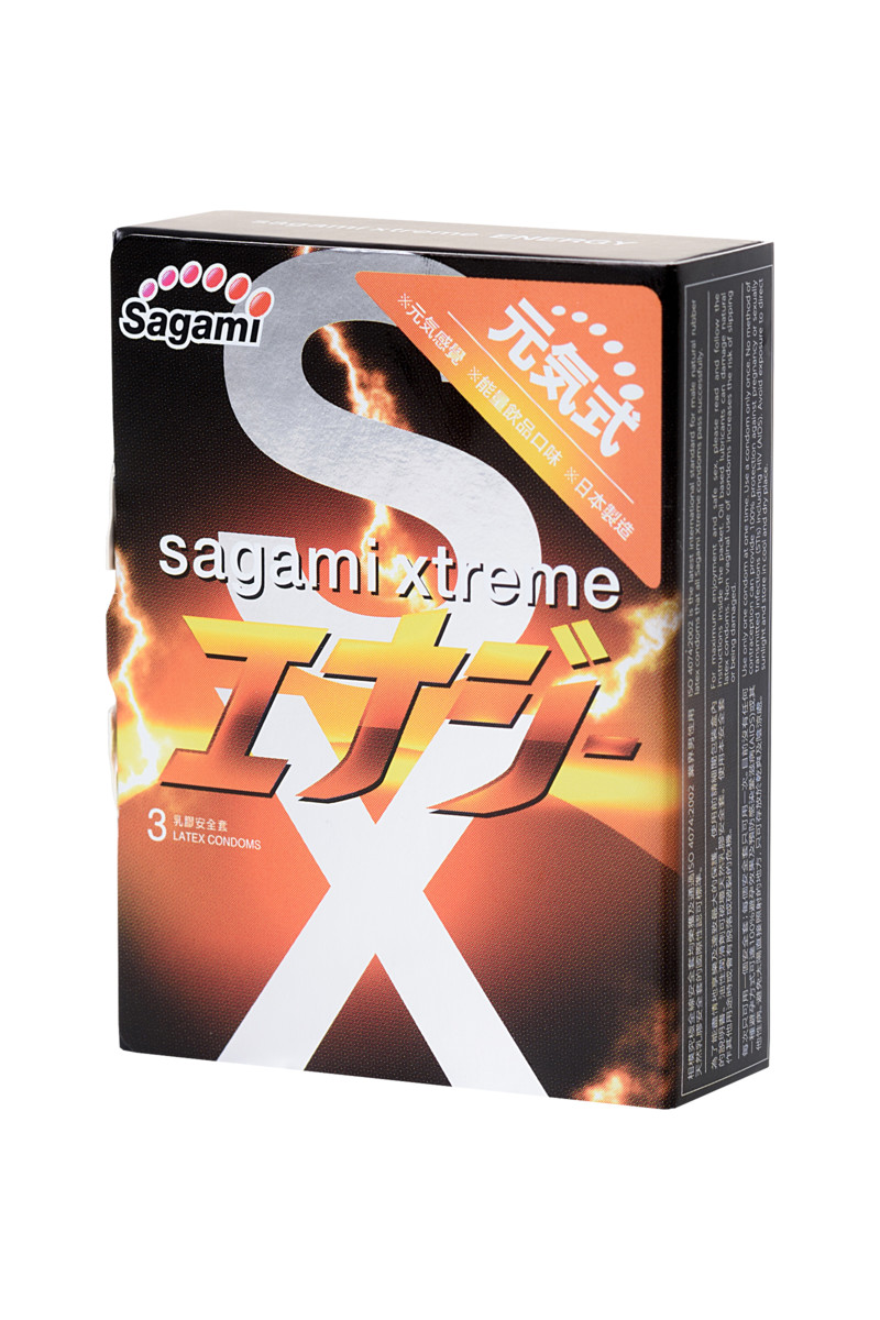 Кондомы Energy со вкусом энергетического напитка Sagami, упаковка 3 шт
