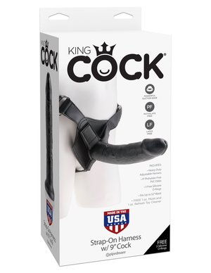 Реалистичный страпон King Cock Harness, черный, 16 см