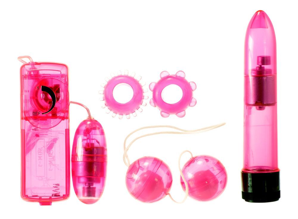 Вибромассажер для пар в наборе с насадками Classic Crystal Couples Kit Pink