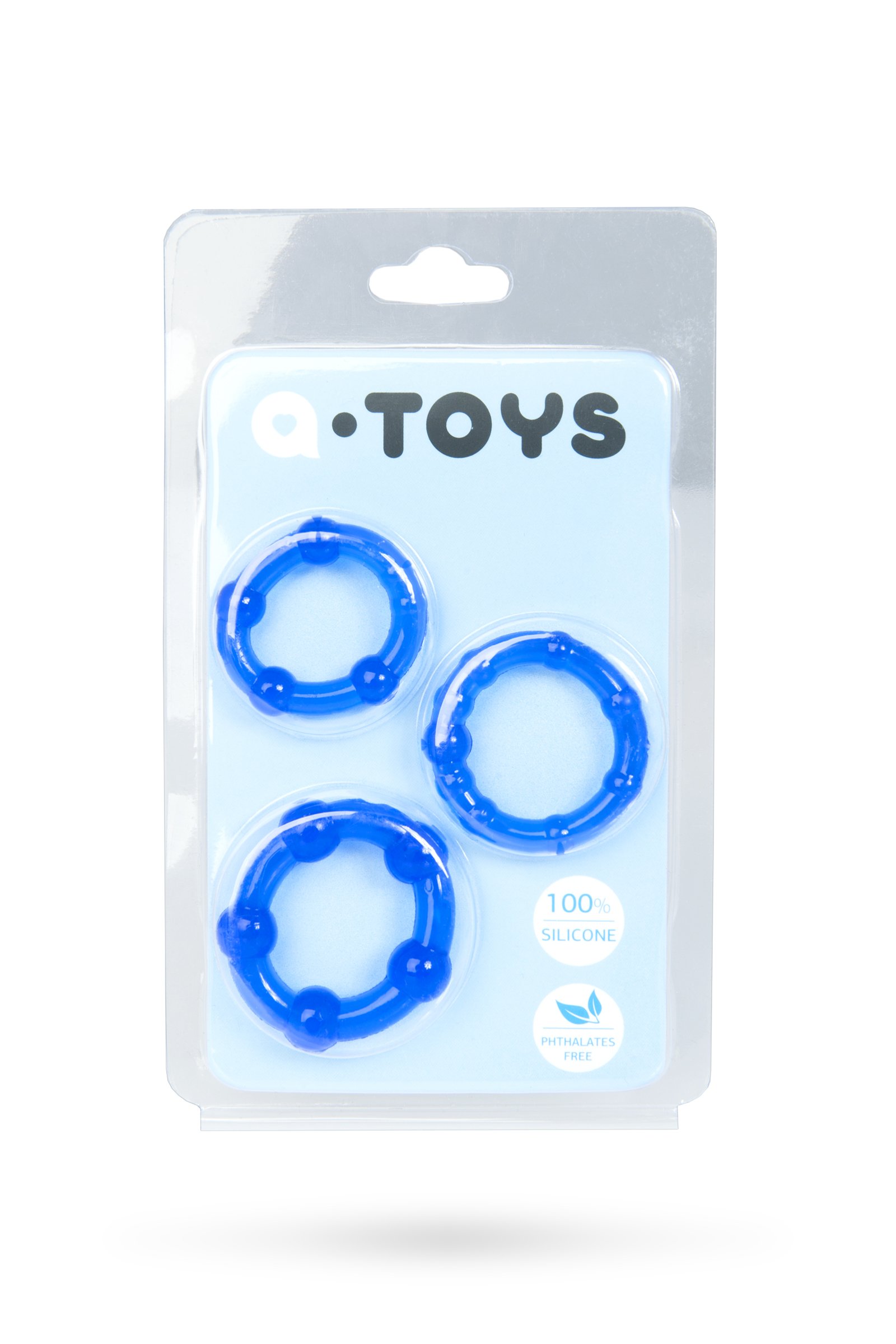 Набор из трех эрекционных колец с разным рельефом ToyFa, синий