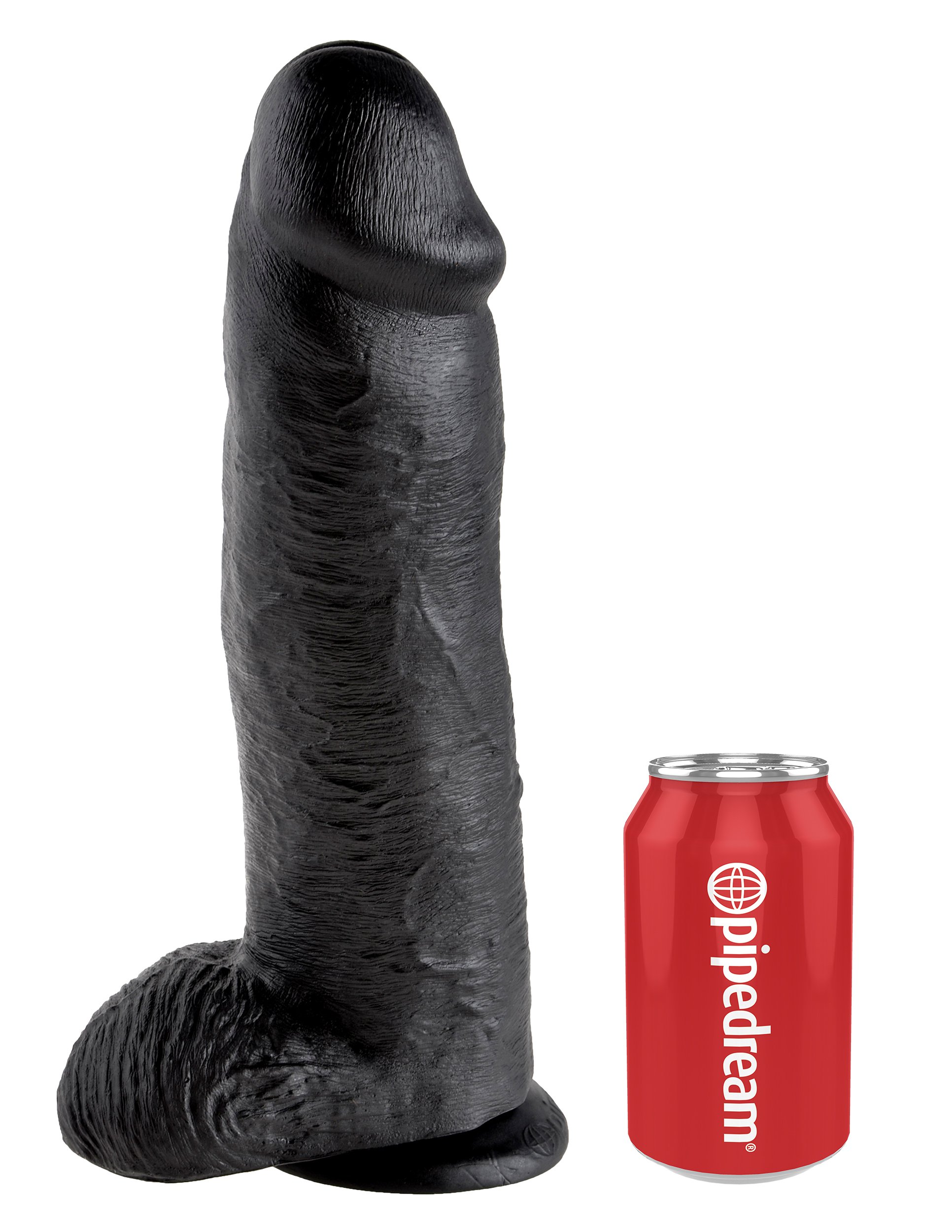 Огромный фаллос 12 Cock with Balls с мошонкой на присоске, 15 см, черный