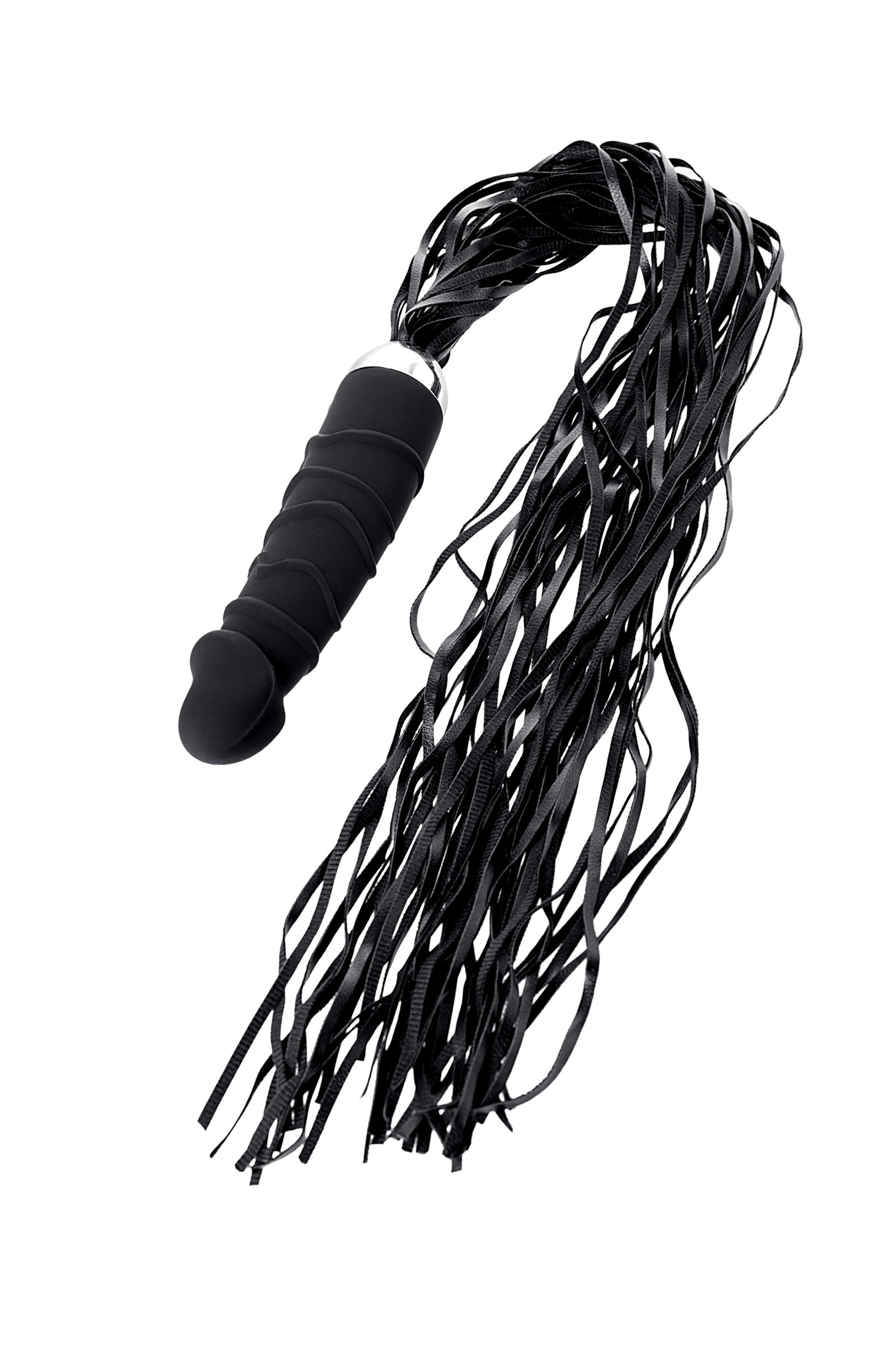 Силиконовый вибратор со встроенной плетью, 14 см, черный