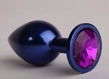 Анальная пробка металл синяя со стразом 4sexdream, фиолетовая