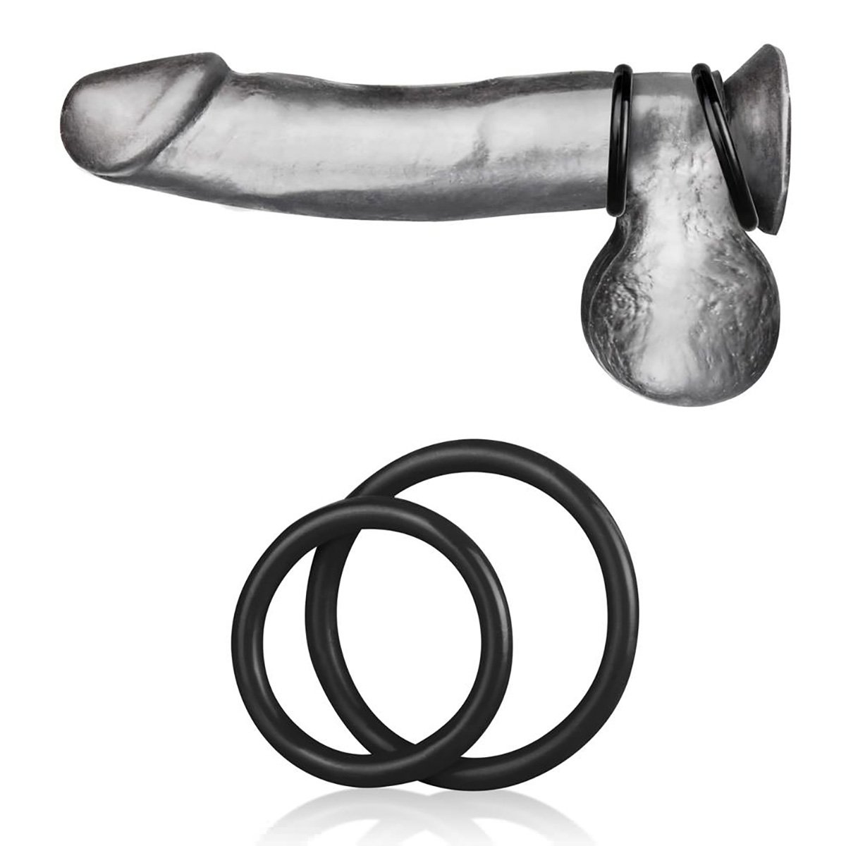 Набор из двух силиконовых колец разного диаметра Cock Ring Set, черный
