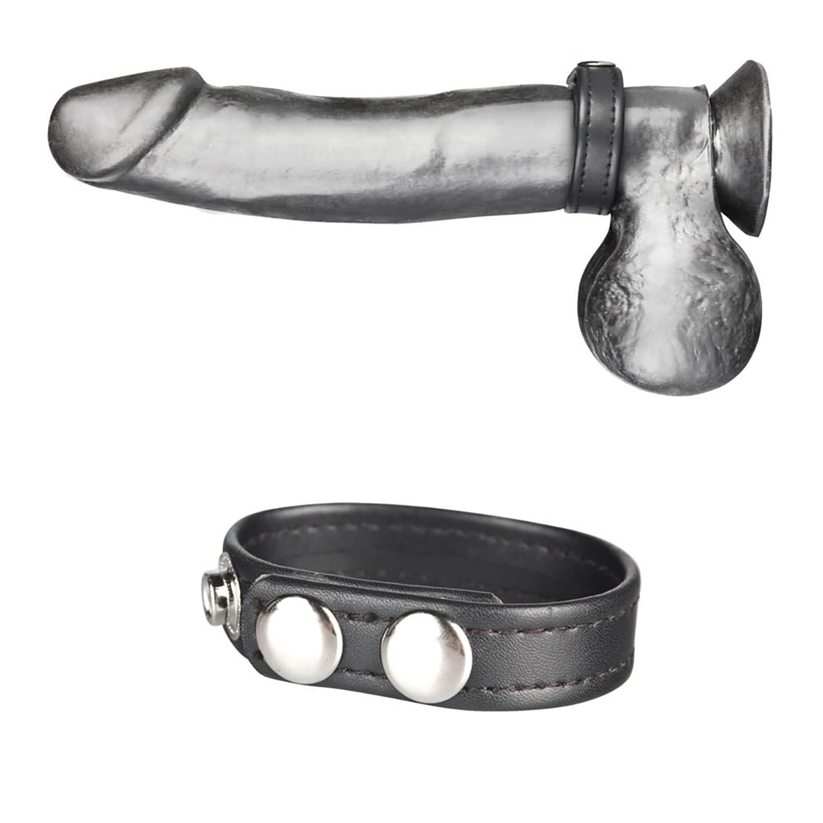 Кольцо на пенис из искусственной кожи Snap Cock Ring, черное, S