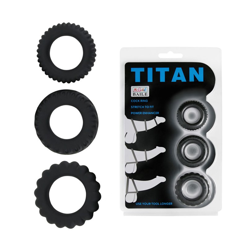 Комплект из трёх колец различных диаметров и форм Titan