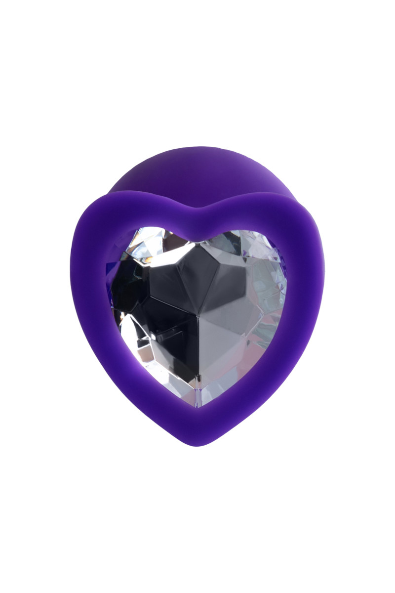 Фиолетовая анальная втулка Diamond Heart с кристаллом, размер M