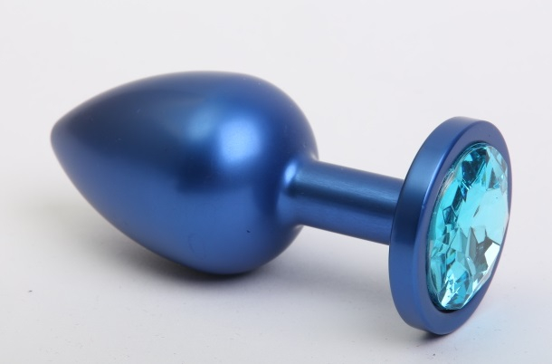 Анальная пробка из металла с синим оттенком, Luxurious Tail, голубой