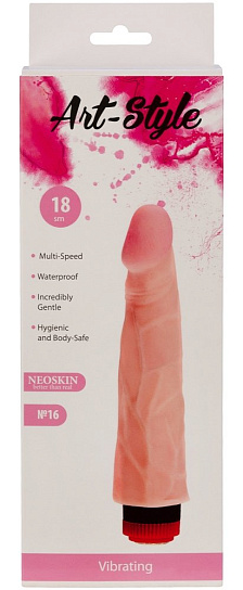 Телесный вибратор-реалистик ART-Style №16 без мошонки, 18 см