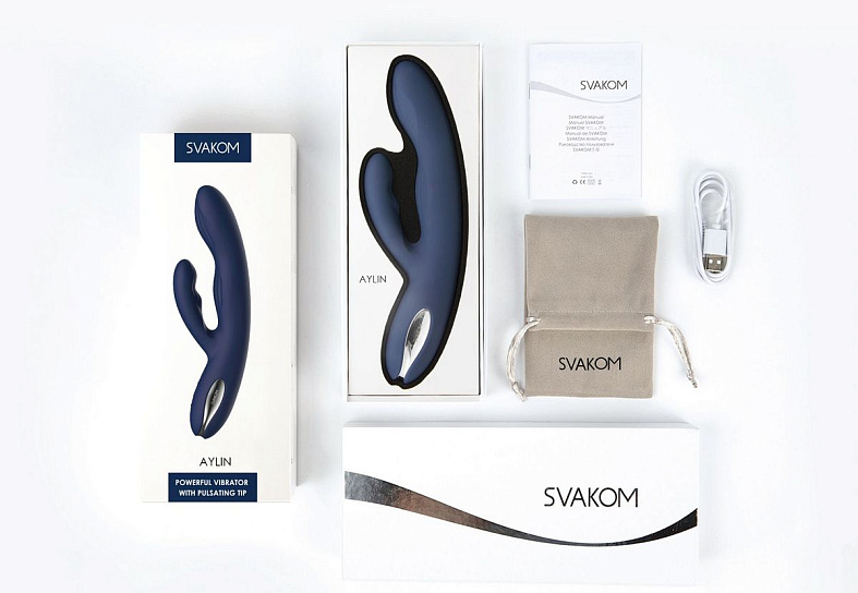 Вибратор с пульсирующей головкой Svakom Aylin, темно-синий