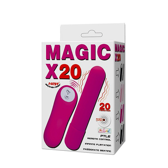 Розовая вибропуля с ДУ, Magic X20, 9 см
