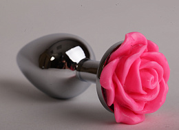 Анальный плаг, металл с бутоном розы, Luxurious Tail, L