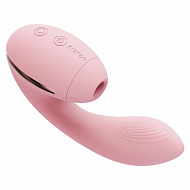 Вибратор для точки G с вакуумной стимуляцией и подогревом KisToy Tina Mini, розовый