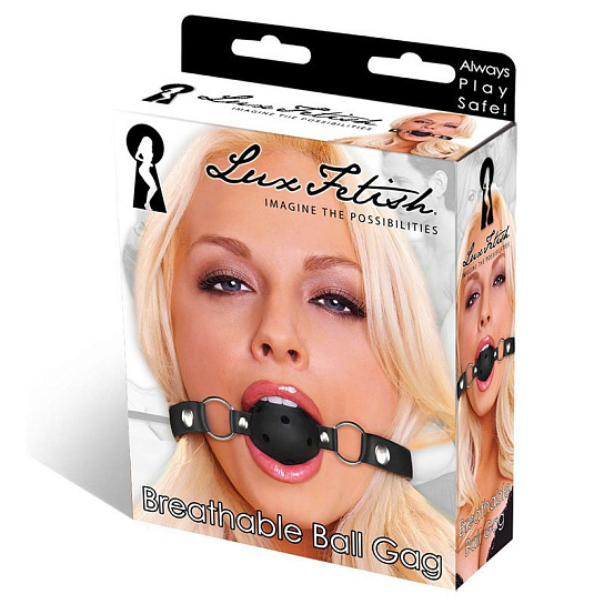 Кляп черного цвета с отверстиями для дыхания Lux Fetish