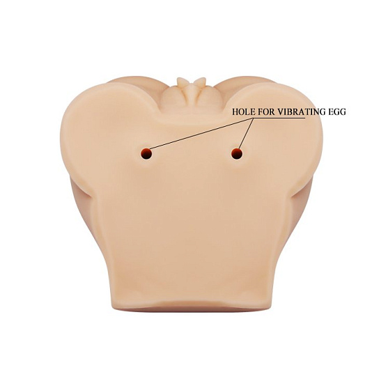 Мастурбатор с анусом и девственной вагиной со съемными виброяйцами