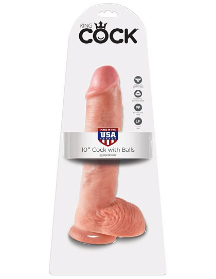 Фаллоимитатор-гигант King Cock с мошонкой, PipeDream, 20 см, телесный