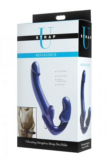 Безремневой вибрострапон Strap U Revolver II Vibrating 15.2 см, синий