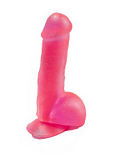 Фаллоимитатор на присоске с мошонкой розовый Love Toy 17,8 см