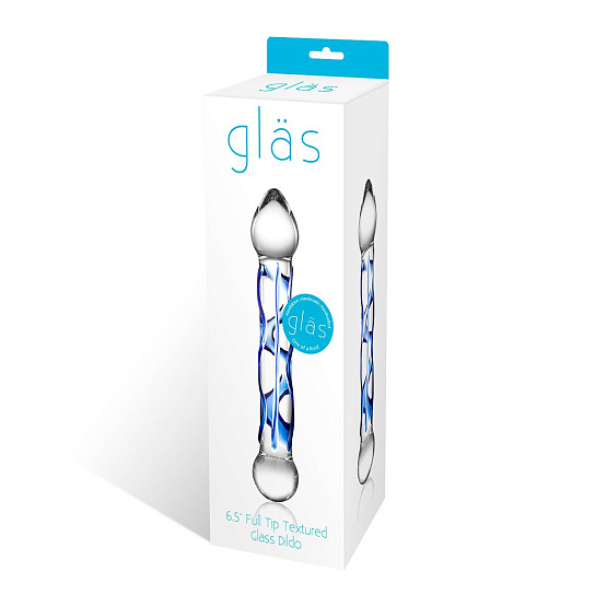 Рельефный двусторонний фаллос из стекла Full Tip от Glas, 17 см Рельефный двусторонний фаллос из стекла Full Tip от Glas, 17 см