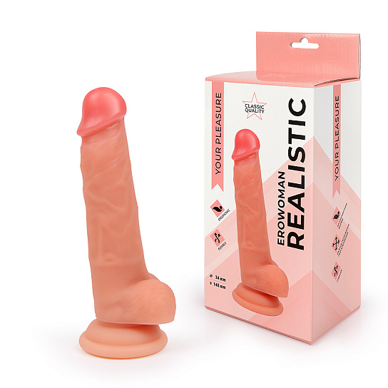 Фаллоимитатор реалистичный на присоске, 14 см
