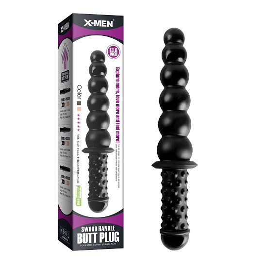 Анальный стимулятор с ручкой X-Men, черный
