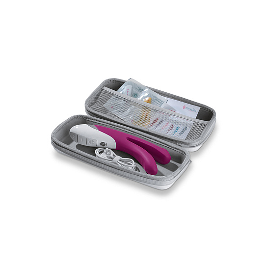 Вибратор с электростимулятором BON APARTE с дополнительным отростком, сливовый