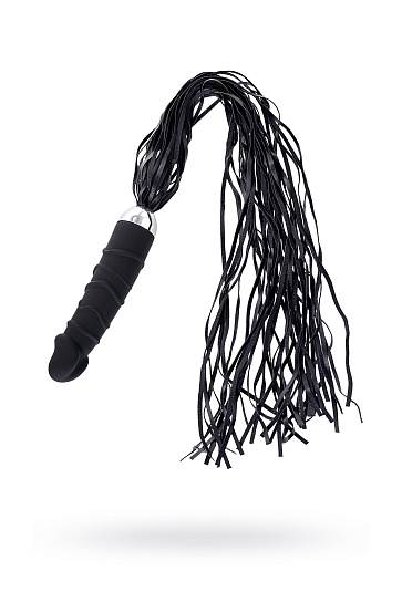 Силиконовый вибратор со встроенной плетью, 14 см, черный