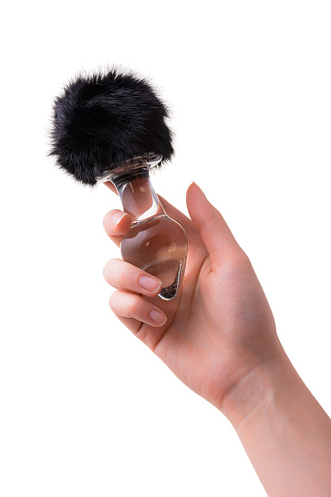 Стеклянная анальная пробка Sexus Glass 226, 13.5 см, черная