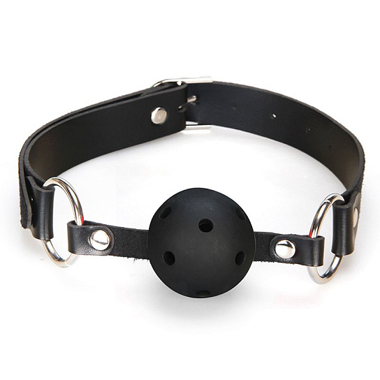 Кляп черного цвета с отверстиями для дыхания Lux Fetish