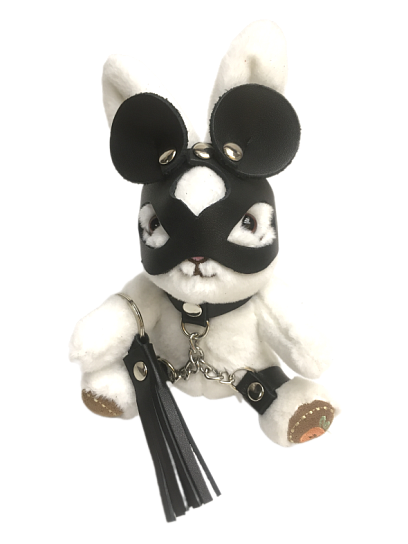 Подарочный бдсм-зайчик BDSM-Арсенал в маске мышки белый, мини-размер