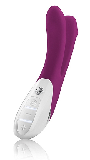 Вибратор с электростимулятором BON APARTE с дополнительным отростком, сливовый