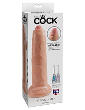 Закрытый реалистичный фаллос King Cock 9 Uncut Cock 22.9 см, телесный
