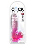 Фаллоимитатор с мошонкой на присоске King Cock Clear 6, розовый