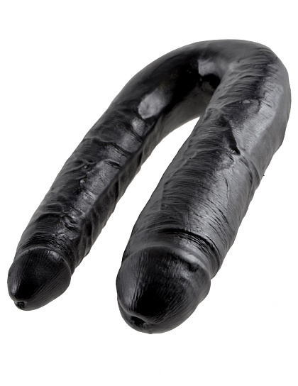 Фаллос двухголовый большой U-Shaped Large Double Trouble 17.8 см, черный