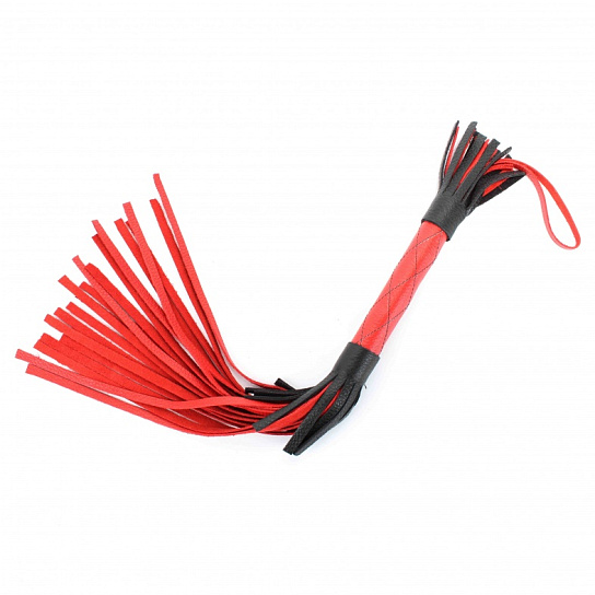 Красно-черная плетка из натуральной кожи