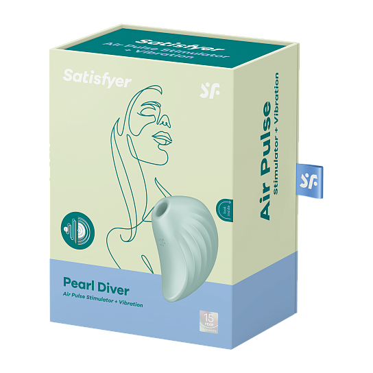 Вакуумно волновой стимулятор с вибрацией Satisfyer Pearl Diver, мятный